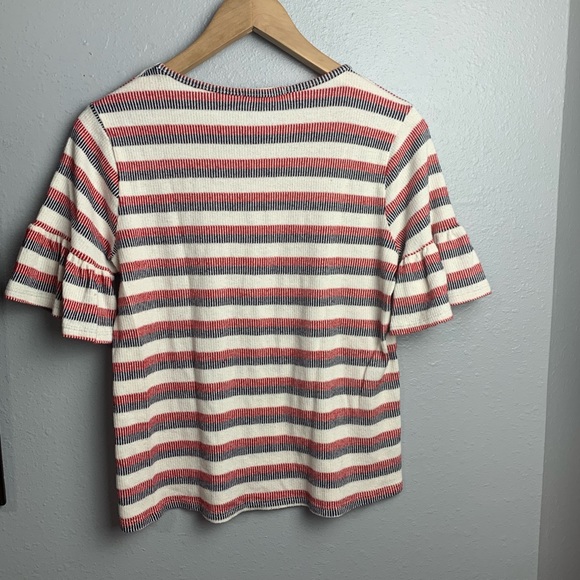 Pleione Striped Knit Ruffle Elbow Top - Picture 3 of 8